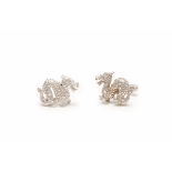A PAIR OF SILVER CHINESE DRAGON CUFFLINKS
