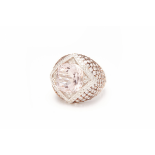 A MORGANITE AND DIAMOND RING