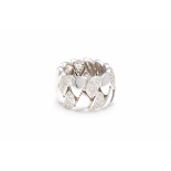 AN 18K WHITE GOLD AND DIAMOND WIDE BAND RING
