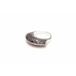 DE GRISOGONO - AN 18K WHITE GOLD AND BLACK DIAMOND RING