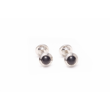 S.T. DUPONT - A PAIR OF PALLADIUM, ONYX AND MOTHER OF PEARL CUFFLINKS
