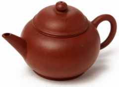 A SMALL SPHERICAL YIXING POTTERY TEAPOT