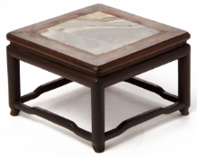 A MARBLE INSET SQUARE WOOD STAND