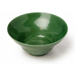 A MONOCHROME GREEN GLAZED PORCELAIN BOWL