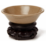 A SMALL BROWN LONGQUAN DISH