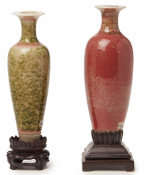 TWO 'PEACH BLOOM' AMPHORA SHAPED VASES, LIUYEPING