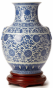 A LARGE BLUE AND WHITE HU FORM LOTUS VASE