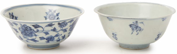 TWO BLUE AND WHITE PORCELAIN BOWLS