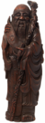 A LARGE BAMBOO ROOT CARVING OF SHOU LAO