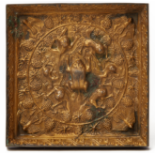 A SQUARE GILT BRONZE 'LION AND GRAPEVINE' MIRROR