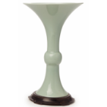 A CELADON GU FORM BEAKER VASE