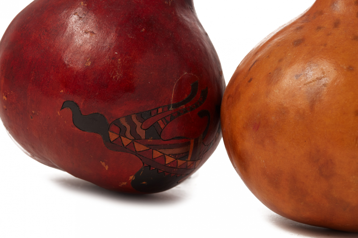 TWO INTERTWINED KNOTTED AND VARNISHED GOURDS - Image 2 of 2