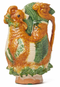 AN UNUSUAL 'SANCAI' GLAZED EWER