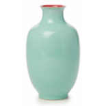 A SMALL TURQUOISE GLAZED 'EGGSHELL' PORCELAIN VASE