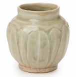 A SMALL 'LOTUS PETAL' CELADON JAR