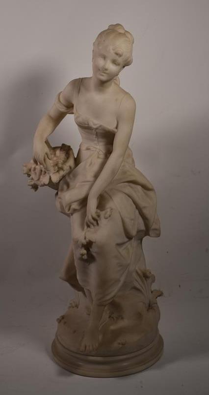 Hippolyte MOREAU Bergère en marbre sculpté H. 72,5 cm -