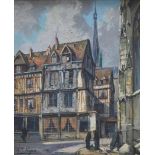 Louis Jacques VIGON"Rouen rue Malpalu et Place Barthélémy" Huile sur toile, signée [...]