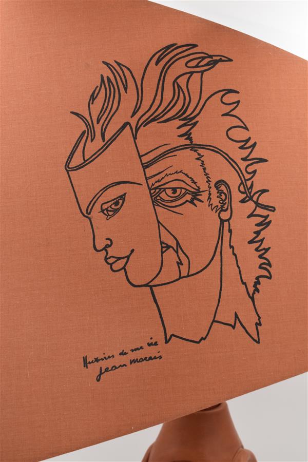 Jean MARAIS (1913-1998), Pied de lampe en terre cuite à quatre visages et son abat [...] - Image 3 of 3