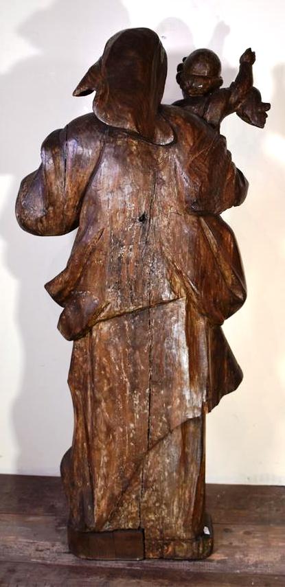 Vierge à l'Enfant, statue en chêne sculpté, H. 95 cm ; L. 40 cm, XVIIIe siècle - - Image 4 of 5
