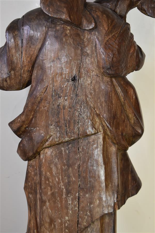 Vierge à l'Enfant, statue en chêne sculpté, H. 95 cm ; L. 40 cm, XVIIIe siècle - - Image 5 of 5