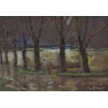 René SAUTIN (1881-1968), Innondation au Petit Andelys, gouache sur papier, 31x46 cm -