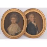 Ecole Française du XVIIIe, Couple de personnages représentant Mme Andrieu née [...]