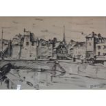 Jacques BOUYSSOU, "vue d'Honfleur", 30,5 x 43 cm, Encre signée en bas à droite [...]