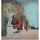 Yves BRAYER (attribué à), "Panneau à décor d'une scène de Jardin de Versailles", [...]