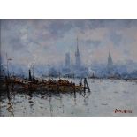 Jean-Pierre DUBORD "Rouen la Seine à Eauplet" Huile sur toile, signé en bas à [...]