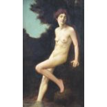 A. BARRÉ "Baigneuse" Huile sur panneau, signé en bas à droite. H. 40, 5 cm ; [...]