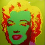 Andy WARHOL (d'après), Marilyn sur fond vert, sérigraphie. H 91 x L 91 cm (vitre [...]