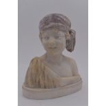 Adolfo CIPRIANI (1880-1930), Buste de jeune fille au turban, Marbre signé A. [...]