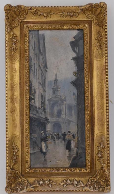 Léon Jules LEMAITRE "Rouen la Fierte" Huile sur panneau, signé en bas à droite. 33 [...]