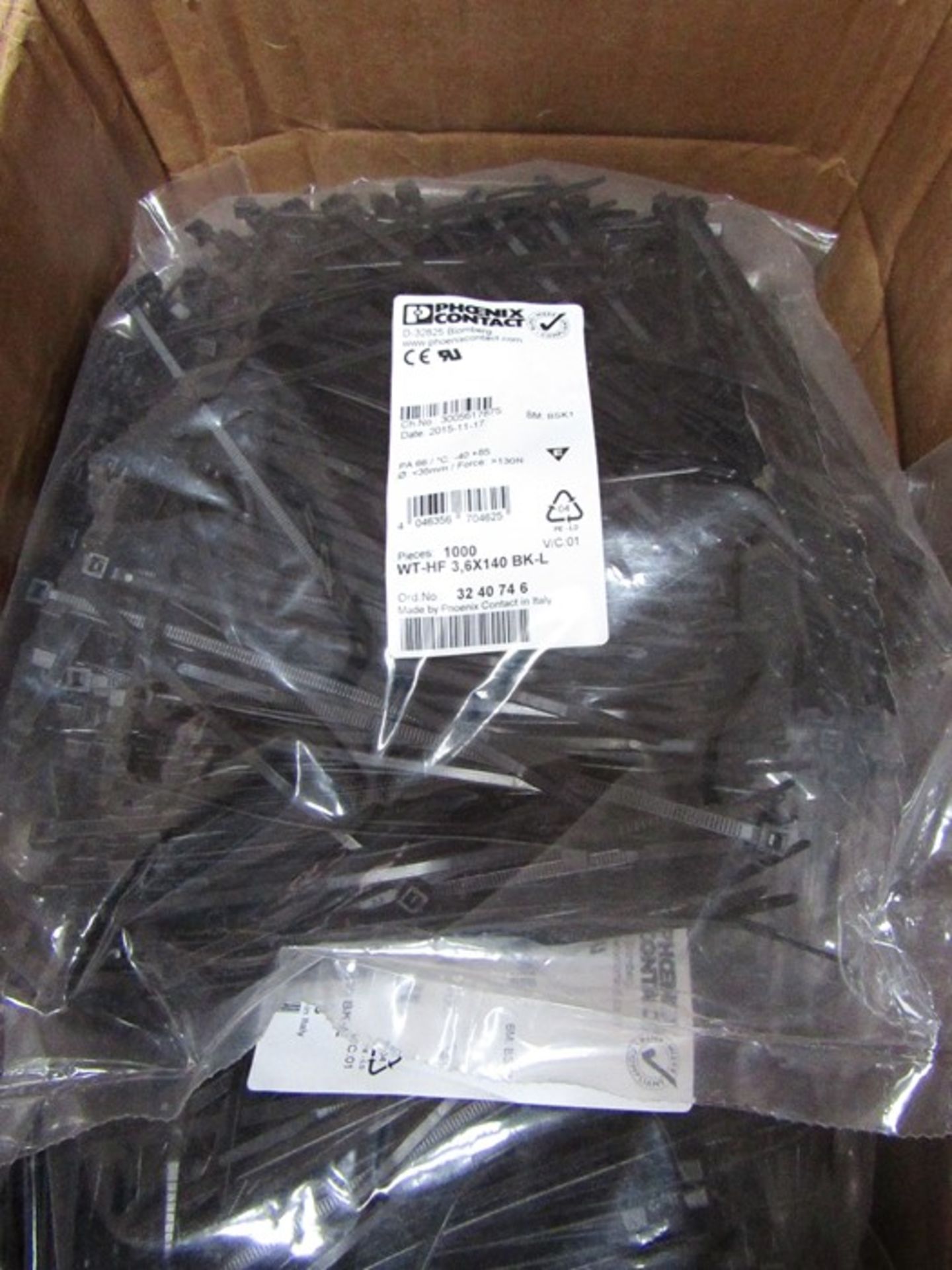 12000 x Phoenix Contact Black Nylon Non-Releasable Cable Tie 140mmx3.6mm 8050173