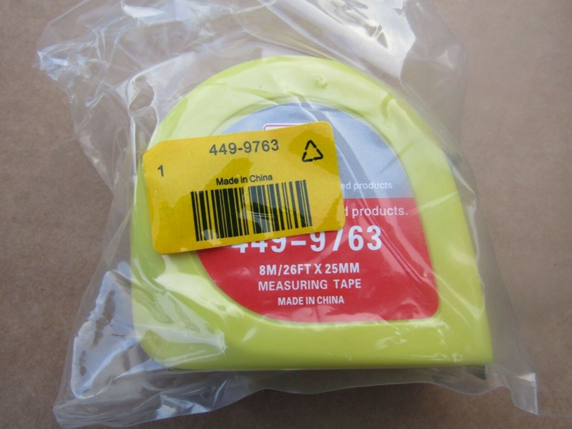Box of around 50 x RS PRO 8m Tape Measure, Metric & Imperial - High Visibility - 05C6 4499763