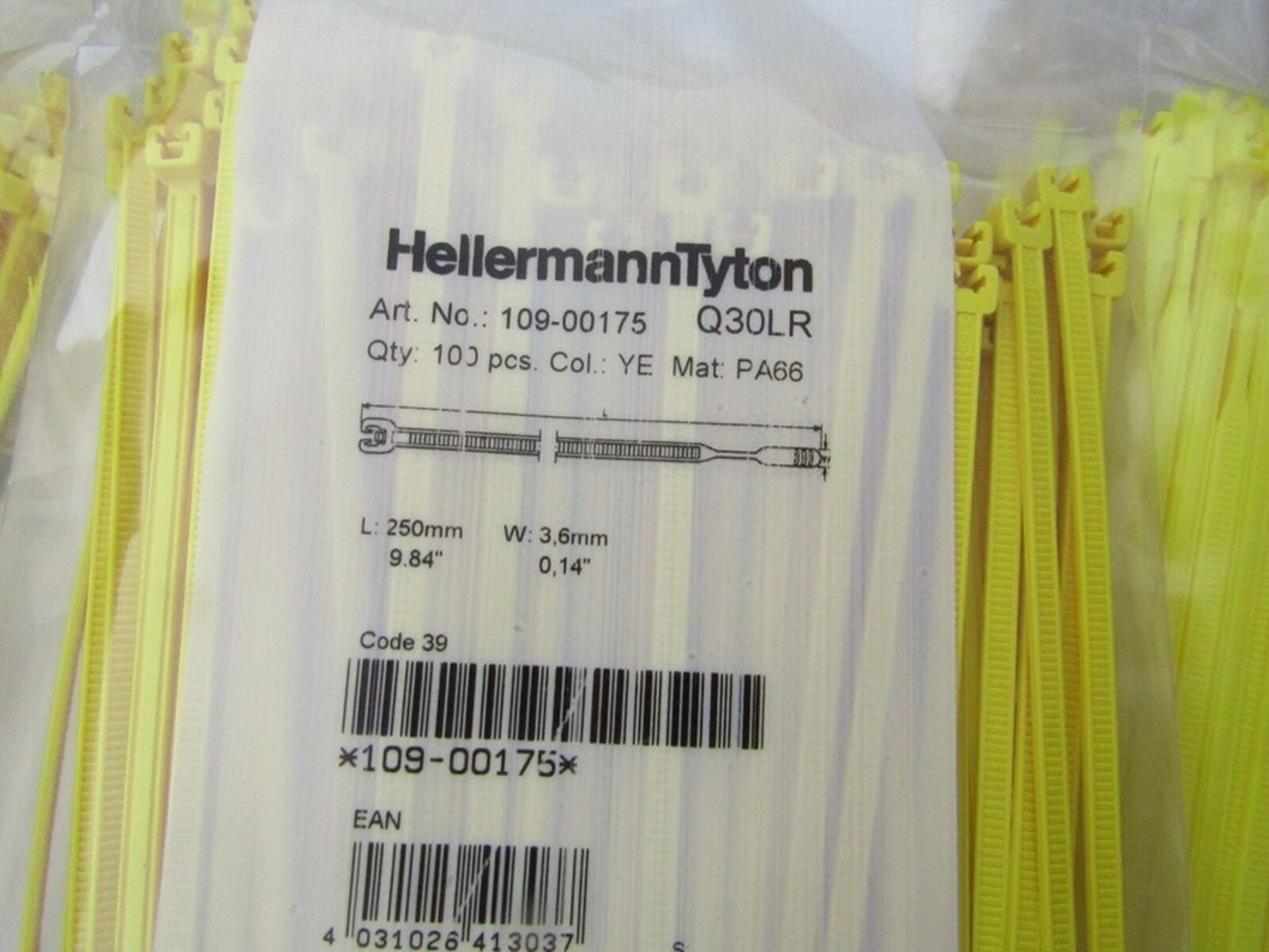 2500 x HellermannTyton Yellow Nylon Cable Q Ties 250mm x 3.6mm H7CB 8004160 - Bild 2 aus 2