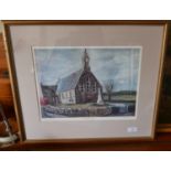 Framed Signed Print of Kingswells Church - (Aberdeen) by Hazel McAllister.