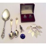 Swedish vintage silver lot including miniature Lapland soldier all with Swedish silver hallmarks
