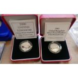 Silver Proof Piedfort £1 Coins 1993&2000 in their boxes.