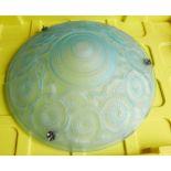 Vintage Light Green French Glass Ceiling Shade - 40cm diameter.