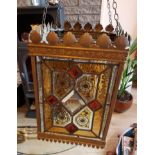 Victorian leaded glass hall lantern, all in good condition incl. original chains