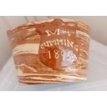 Scottish Seaton Ware Pottery Agate Butter Pail - 8 3/4" diameter and 5 1/4" tall.