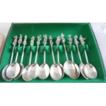Lot of 12 Boxed Silver Apostle Spoons by Joseph Dolan of Kinsale Silver Ireland.