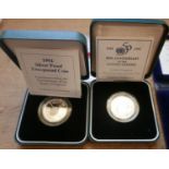 Boxed Silver Proof £2 coins for 1994 and 1995.