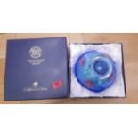 Boxed Caithness Glass Bank of Scotland Tercentenary Thistle Rose Bowl 1695-1995 - 8 1/2" dia.