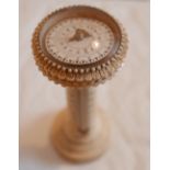 Antique Miniature Ivory Sundial and Thermometer - 6 1/4" (160mm) tall.