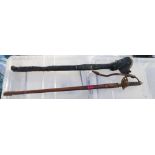 Antique Cavalry Sword with Leather Scabbard and outer cover.