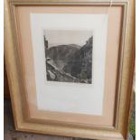 A Walter Turnbull Framed Drypoint Etching of Lochnagar.