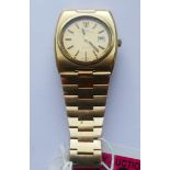 Vintage Gold Plated Omega Geneve Megaquartz Mid Size Watch.