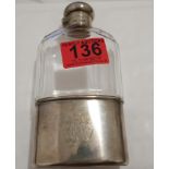 Vintage Silver and Glass Hip Flask - 150mm tall in an excellent condition.